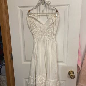 sexy white crochet lace and linen sundress